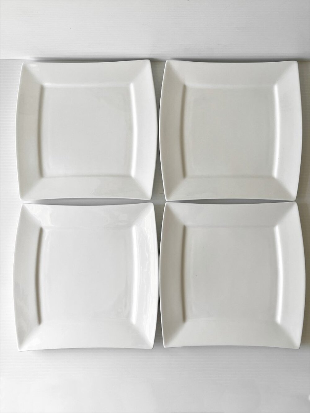 4 Maxwell & Williams White Basics Dinner Plates East Meets West Square 10.25"